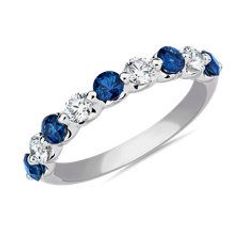 Floating Sapphire and Diamond Anniversary Ring